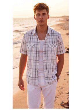 Vintage MIDTOWN Checkered Button Down Short Sleeve Shirt - Size M/M